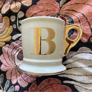 Anthropologie Monogrammed Mug with Gold Handle